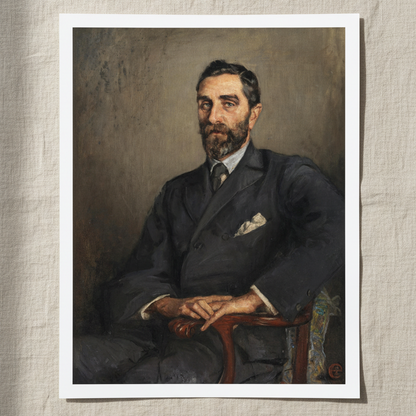 Roger Casement art print by Sarah Purser, unframed archival print on light linen fabric in soft natural daylight. Buy Irish Art