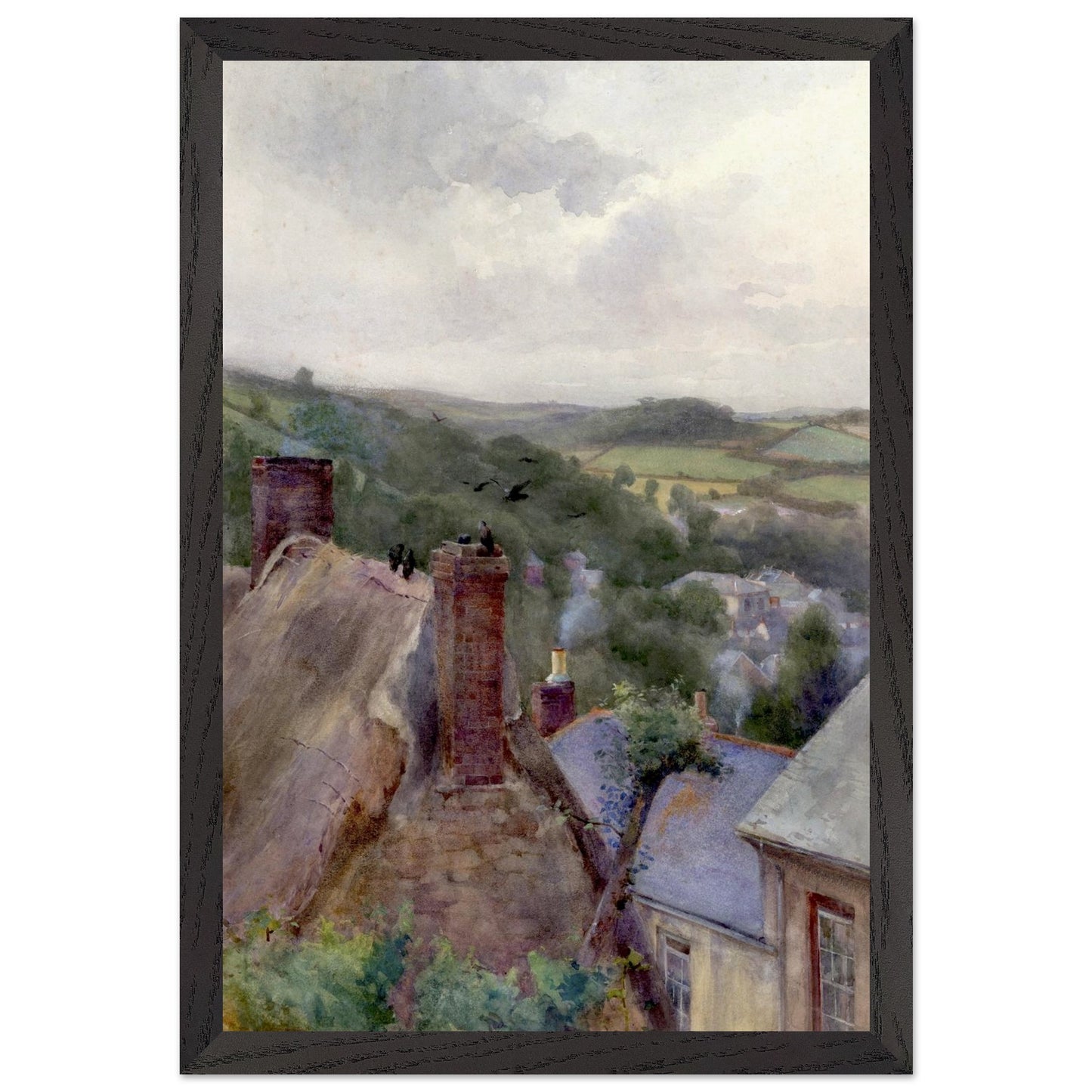 Rooftops, Thomastown, Kilkenny by Mildred Anne Butler Collector’s Edition print framed in black solid wood