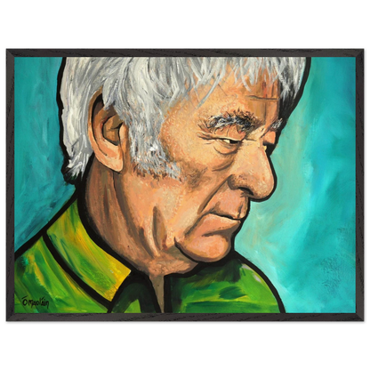 Seamus Heaney framed wall art in black gallery frame, 60x80cm – Irish cultural artwork