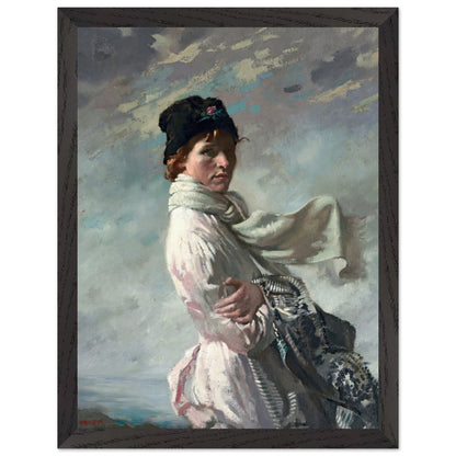 Black framed fine art print of Sir William Orpen’s In Dublin Bay: Portrait of the Artist’s Wife, Irish Impressionist painting.