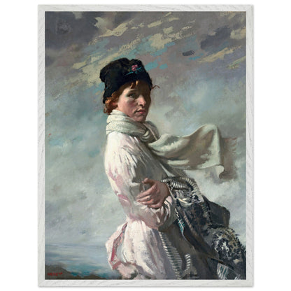 White framed art print of In Dublin Bay: Portrait of the Artist’s Wife by Irish painter Sir William Orpen.