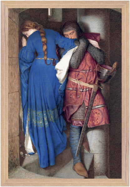 Frederic William Burton’s The Meeting on the Turret Stairs in a natural wood frame, 30×45 cm Collector’s Edition art print