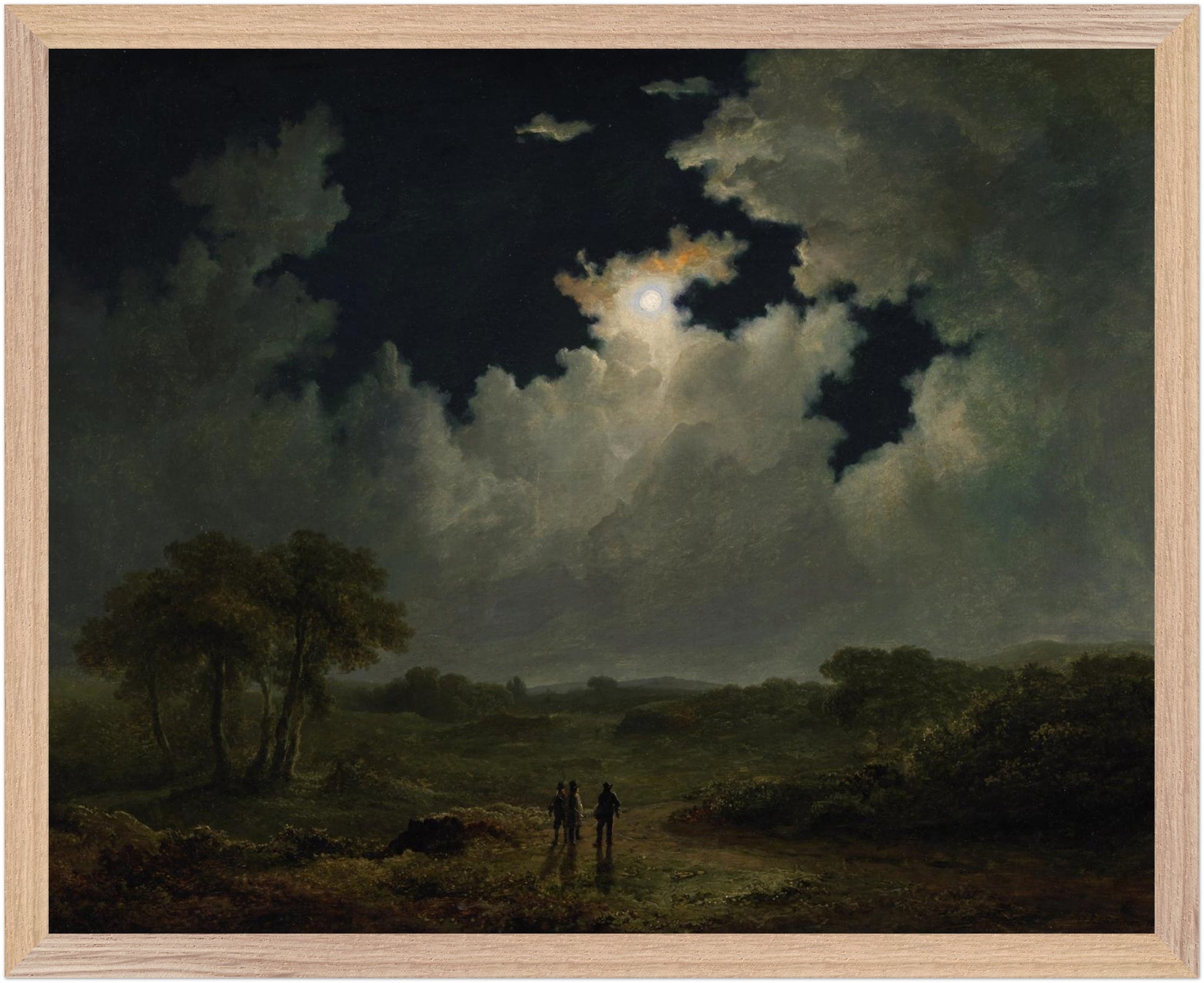 The Poachers by James Arthur O’Connor natural oak frame – 40×50cm Irish 19th century landscape print