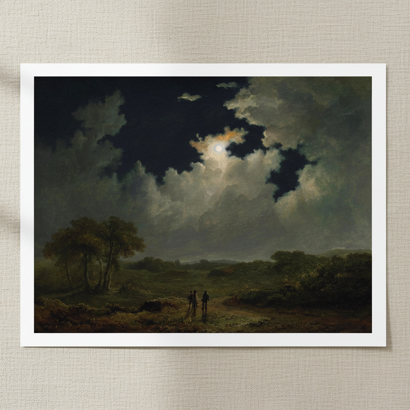 The Poachers by James Arthur O’Connor unframed art print – 40×50cm Irish Romantic nocturne landscape