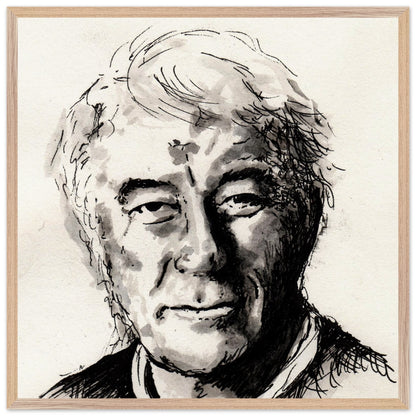 Seamus Heaney portrait The Squat Pen by Irish artist Ó Maoláin, extra large framed print, wood frame