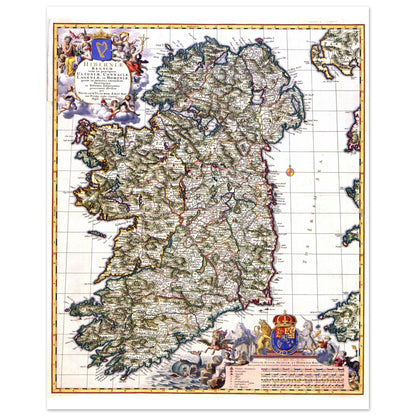 Decorative cartouche detail from 1689 Map of Ireland by Nicolaes Visscher II