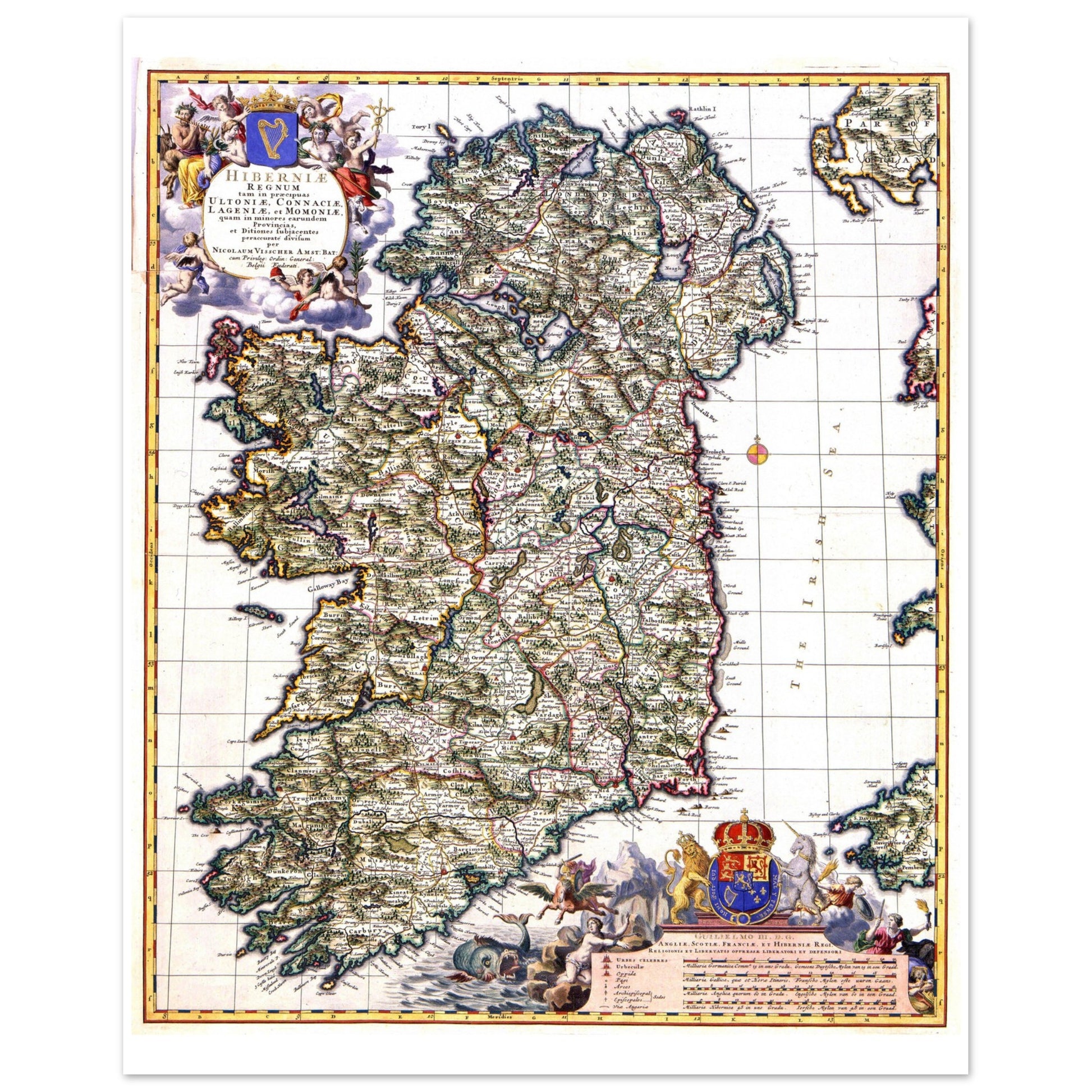 Map of Ireland 1689 by Nicolaes Visscher II – Collector’s Edition fine art print 40x50cm