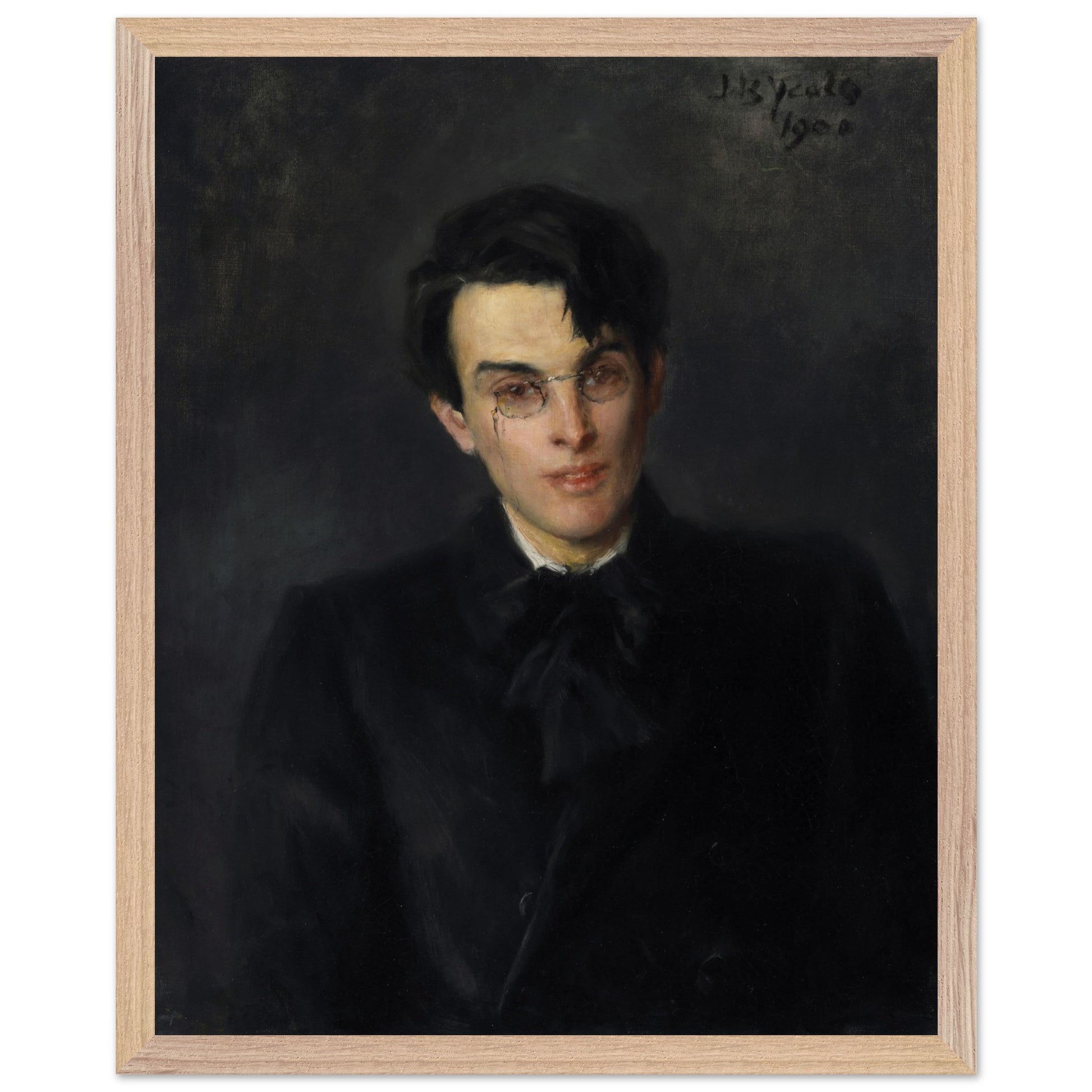 Portrait of W. B. Yeats framed art print – John Butler Yeats Irish literary wall art in solid wood gallery frame.