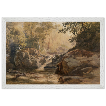 white wooden framed reproduction of A Glen by Irish Artist Henry Newton, National Gallery of Ireland