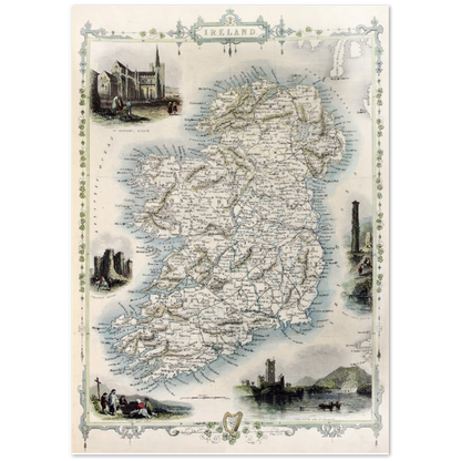 Old Map of Ireland – Vintage Antique Framed Print